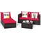 5PCS Patio Rattan Furniture Set Sectional Conversation Sofa w/ Coffee Table Red\ Navy